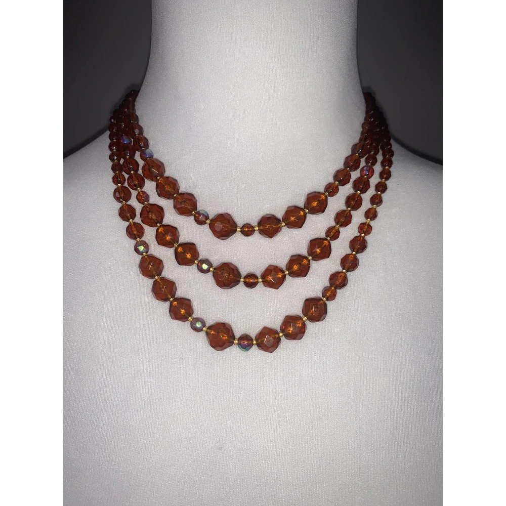 Vintage Robert Rose Multistrand Amber Beaded Statement Necklace EUC - Picture 7 of 9